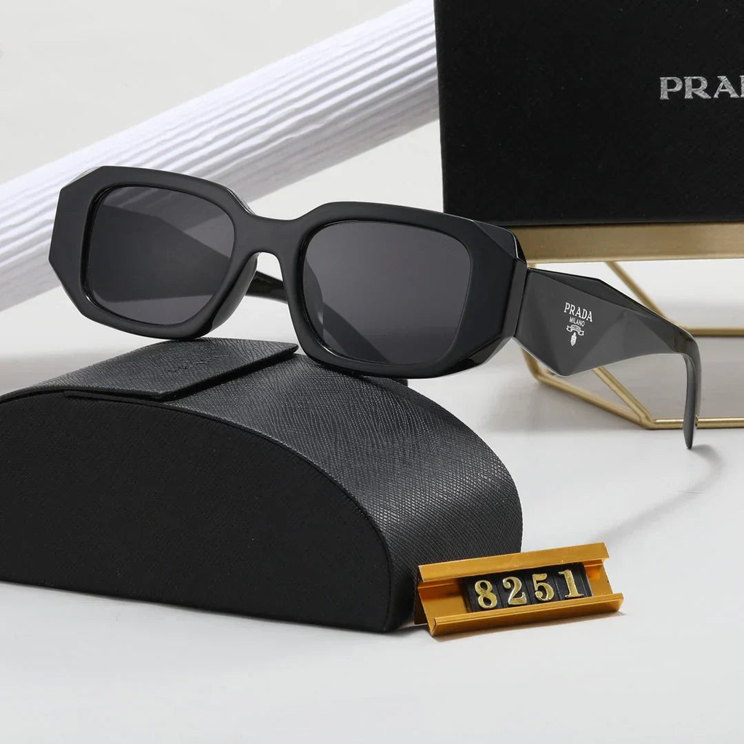 White Polygonal Retro Unisex Sunglasses 8251